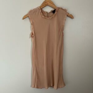 Club Monaco Ruffled Trim Sleeveless Button Back Detail Top Size S Peach Color